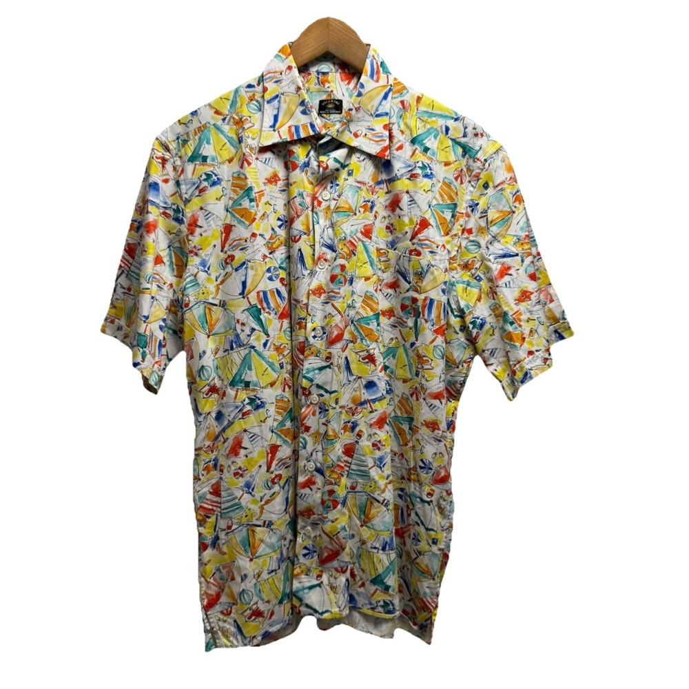 Solemare Maus & Hoffman Men's Large Multicolor Nautical Beach Hawaiian Shirt euc - Picture 2 of 5